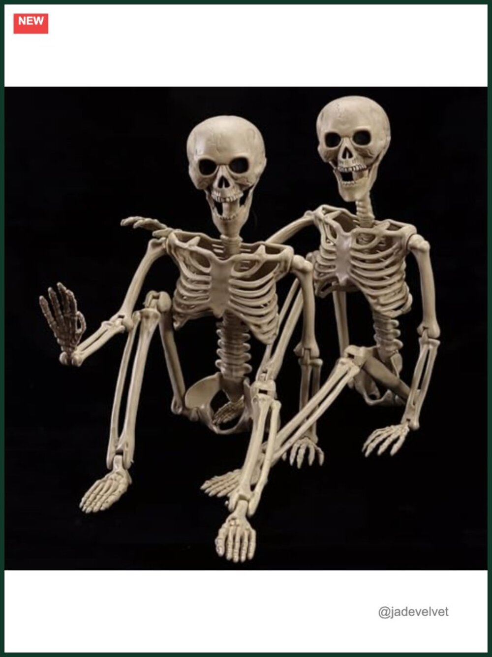2-Pack 40" Posable Halloween Skeletons Life-Size Full Body Movable Joints